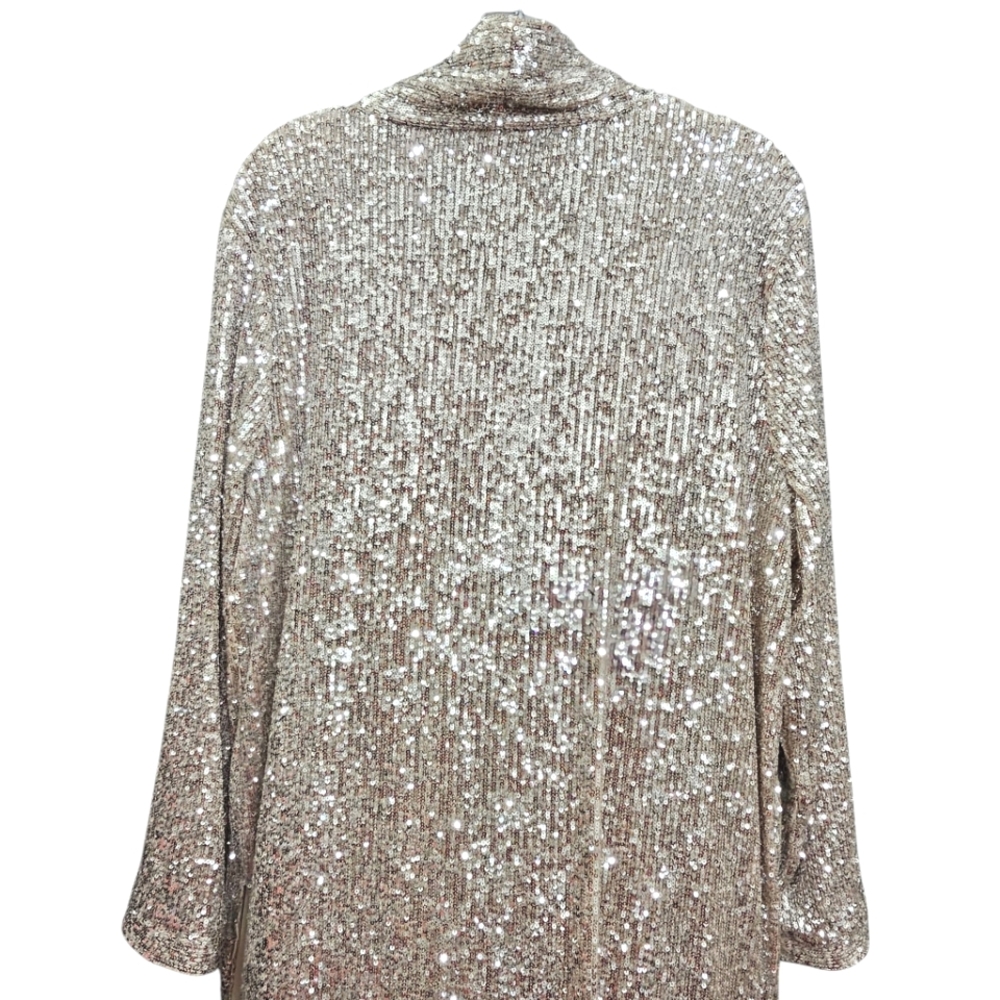BB DAKOTA Nwot Silver Sequin Showstoper By Steve Madden Duster/Jacket - Picture 8 of 17